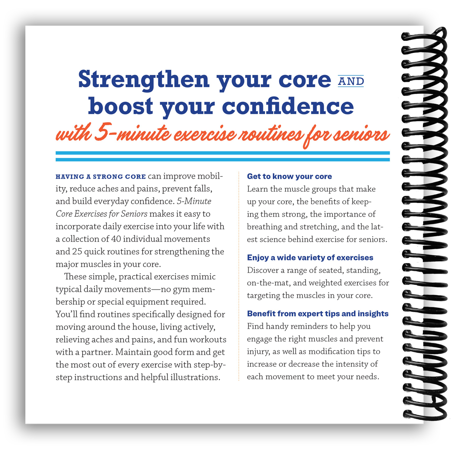 Empowering Core Workouts for Seniors: Quick Routines to Enhance Balance and Confidence (Spiral Bound) - Korvel