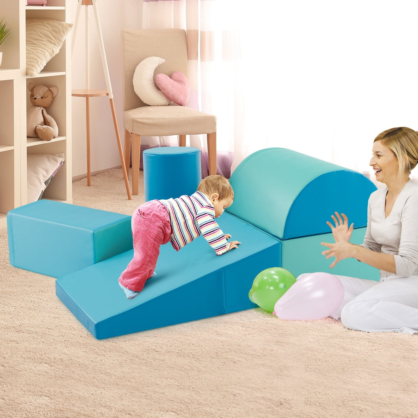 Ensemble d'activités de grimpe et de rampement pour enfants en 5 pièces - Marine