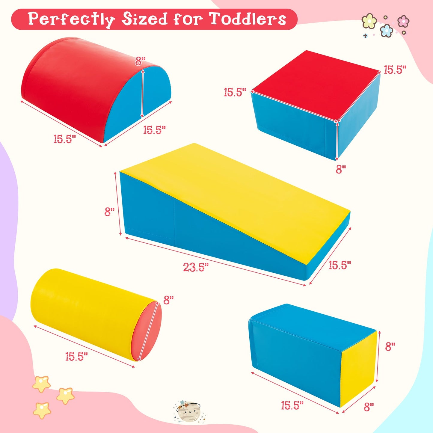 Conjunto de Actividades para Escalar y Gatear para Niños de 5 Piezas - Rojo