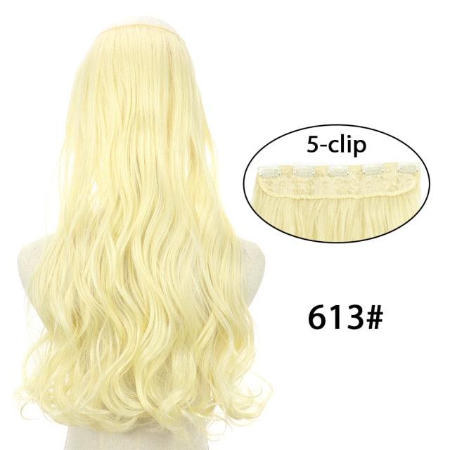 5 Clip In Hair Extensions - Heat Resistant Wavy Synthetic Hairpieces