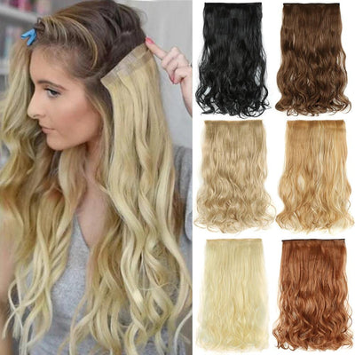 5 Clip In Hair Extensions - Heat Resistant Wavy Synthetic Hairpieces