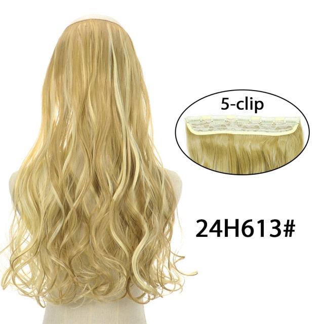 5 Clip In Hair Extensions - Heat Resistant Wavy Synthetic Hairpieces