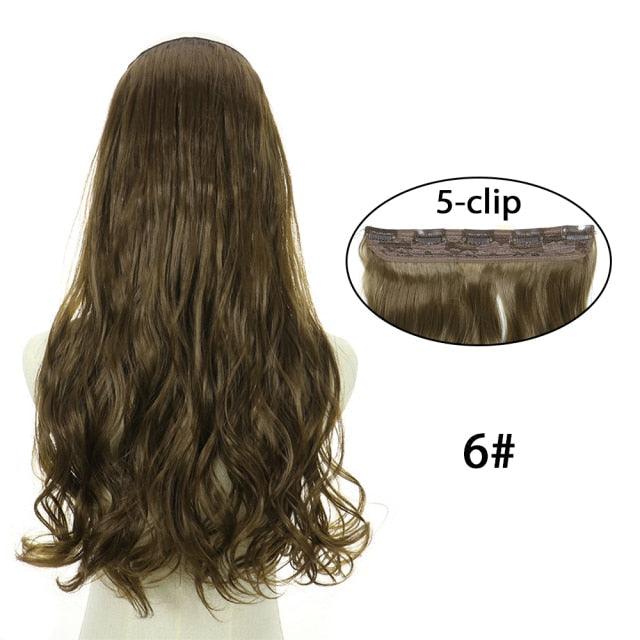5 Clip In Hair Extensions - Heat Resistant Wavy Synthetic Hairpieces