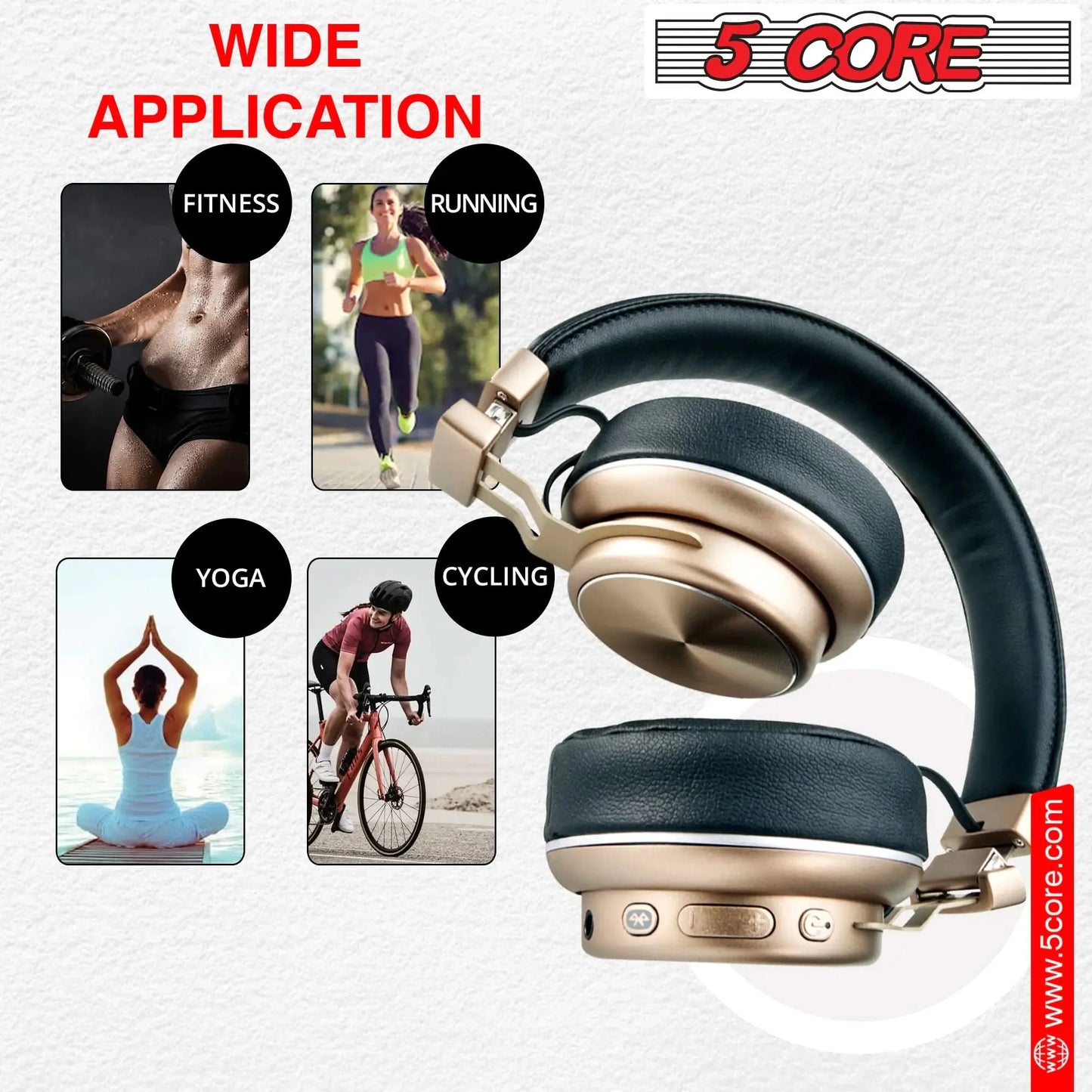 5 CORE Bluetooth Over-Ear Headphones with Noise Cancellation
