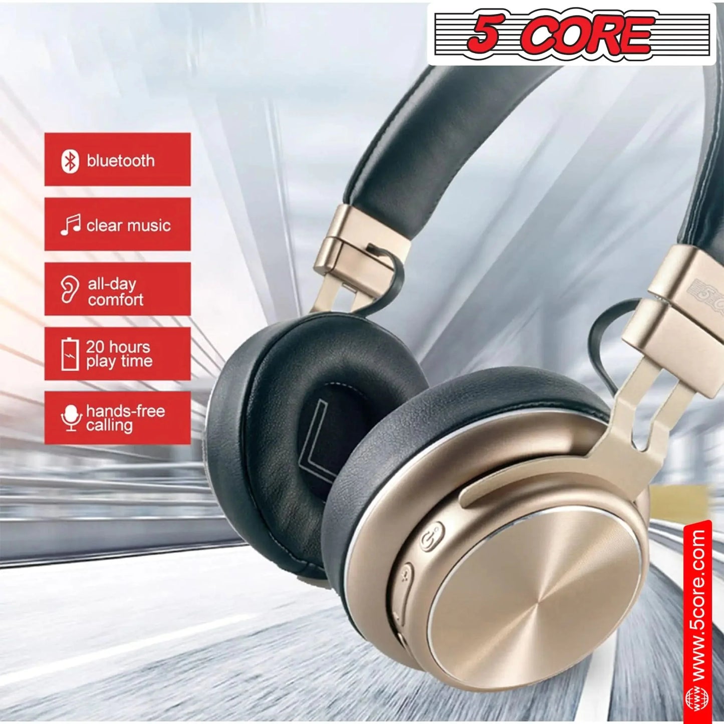 5 CORE Bluetooth Over-Ear Headphones with Noise Cancellation