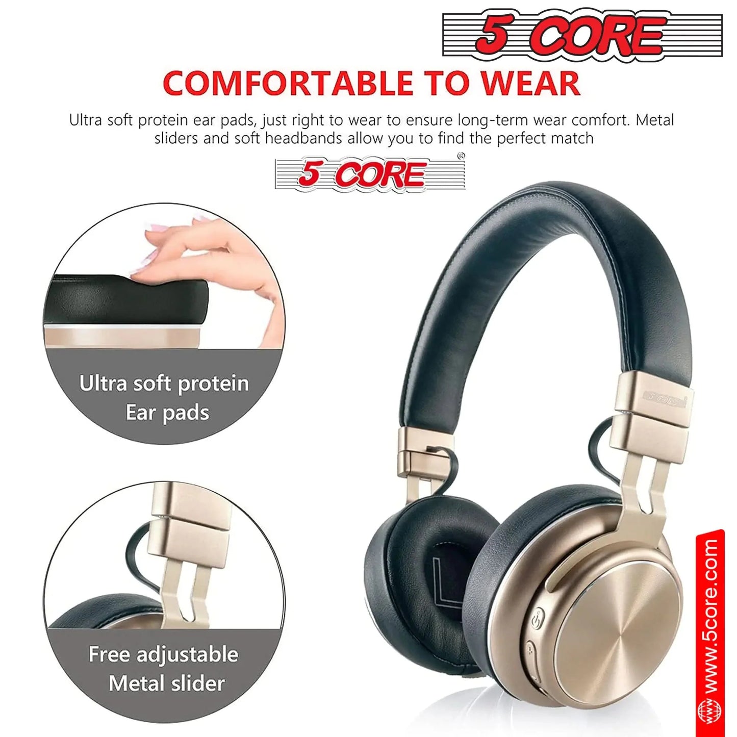 5 CORE Bluetooth Over-Ear Headphones with Noise Cancellation