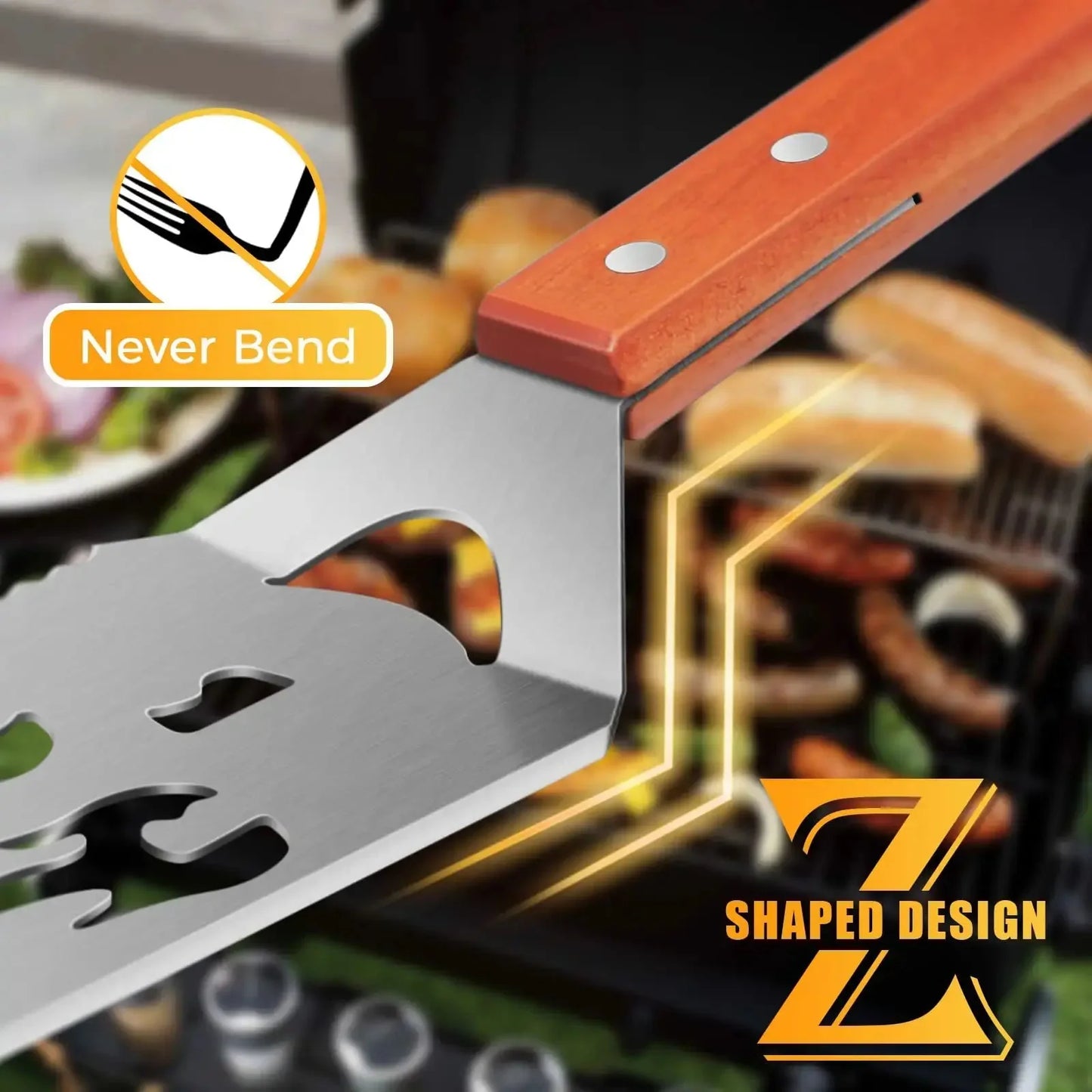 Outil de BBQ en acier inoxydable 5-en-1 pour les passionnés de grillades