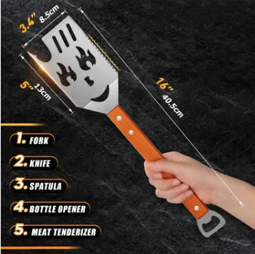 Outil de BBQ en acier inoxydable 5-en-1 pour les passionnés de grillades