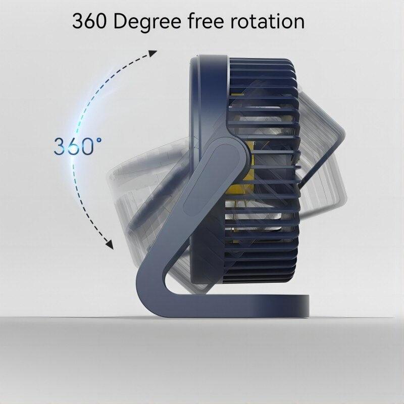Ventilateur de bureau USB de 5 pouces - Mini ventilateur électrique rotatif à 360°