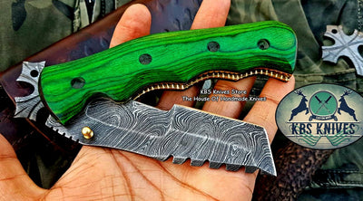 Premium Custom Damascus Steel Tanto Folding Knife - Ultimate Tactical Companion for Survival & Adventure | KBS Knives - Korvel