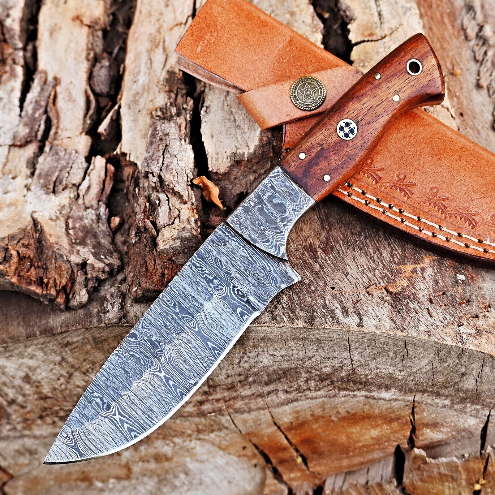 Artisan 5-Inch Damascus Skinning Knife with Luxurious Rosewood Grip - Korvel