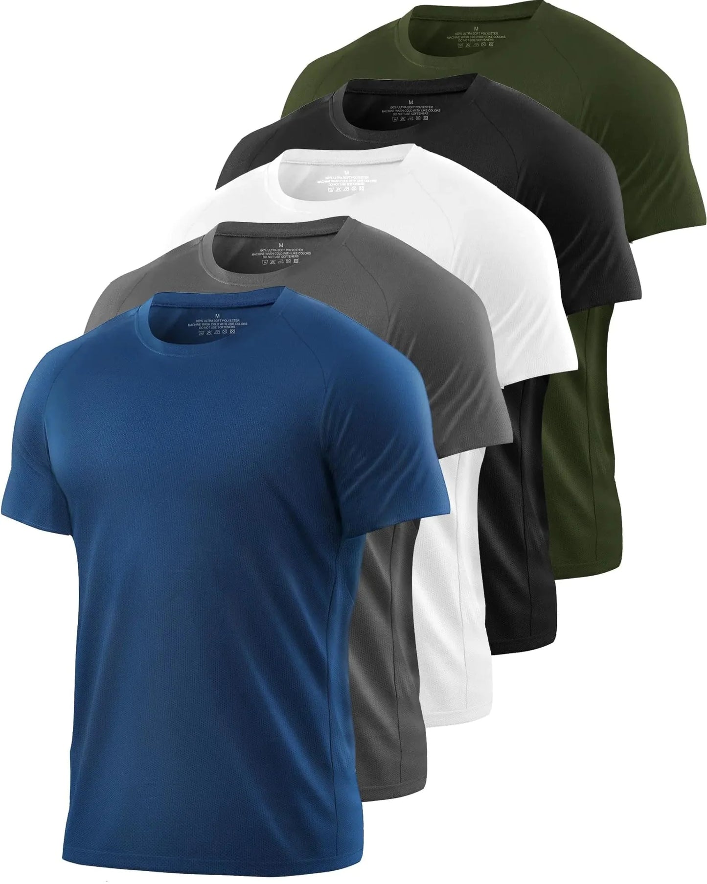 5 Pack Men's Quick Dry Mesh Workout T-Shirts