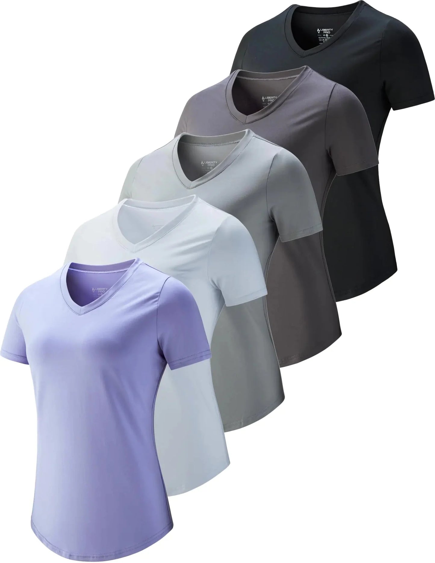 5 Pack Women's Dry Fit Workout Shirts - Short Sleeve Athletic Tees