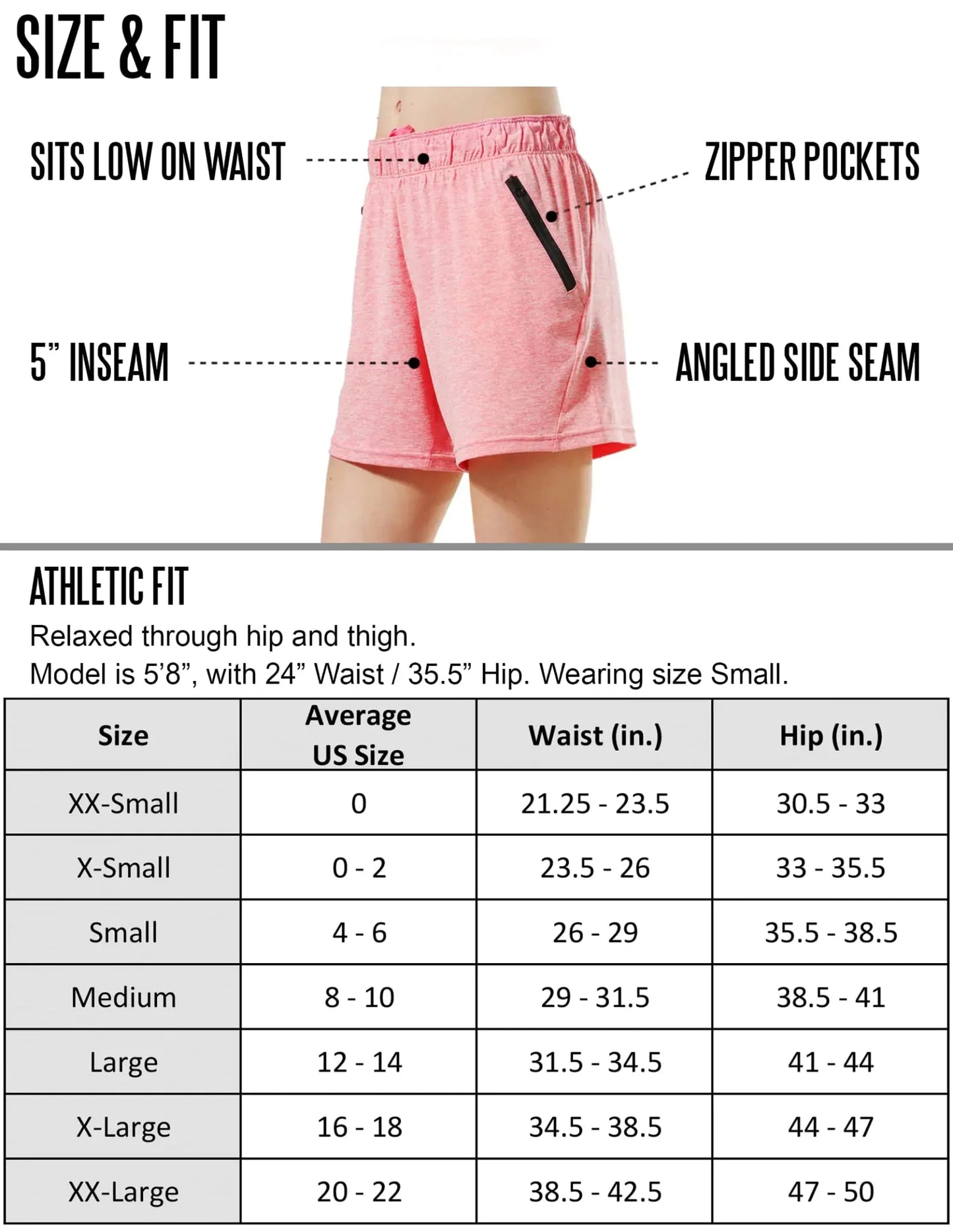 Pack de 5 shorts de sport pour femmes avec poches zippées