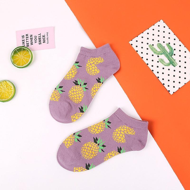 5 Pairs Fun Animal & Food Pattern Ankle Socks for All Seasons