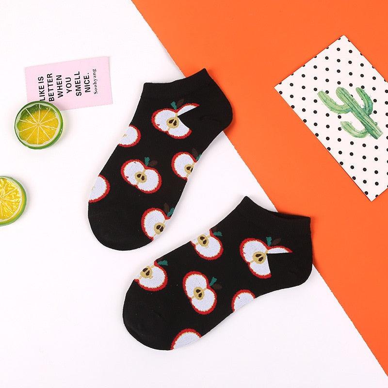 5 Pairs Fun Animal & Food Pattern Ankle Socks for All Seasons