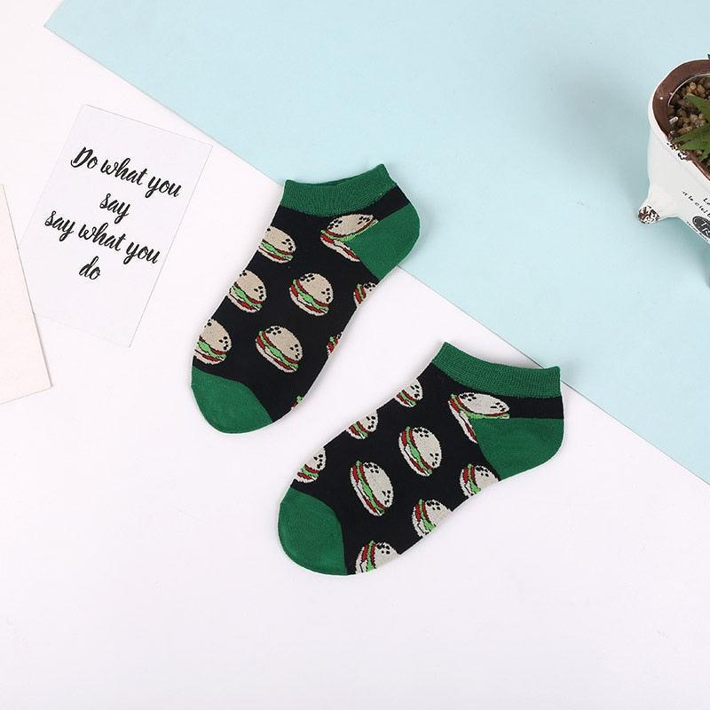 5 Pairs Fun Animal & Food Pattern Ankle Socks for All Seasons