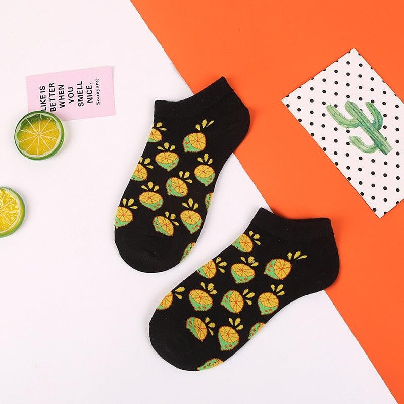 5 Pairs Fun Animal & Food Pattern Ankle Socks for All Seasons