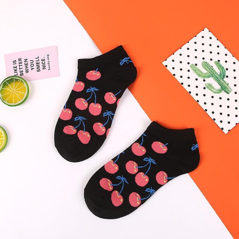 5 Pairs Fun Animal & Food Pattern Ankle Socks for All Seasons