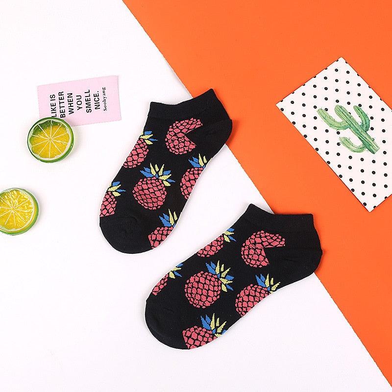 5 Pairs Fun Animal & Food Pattern Ankle Socks for All Seasons