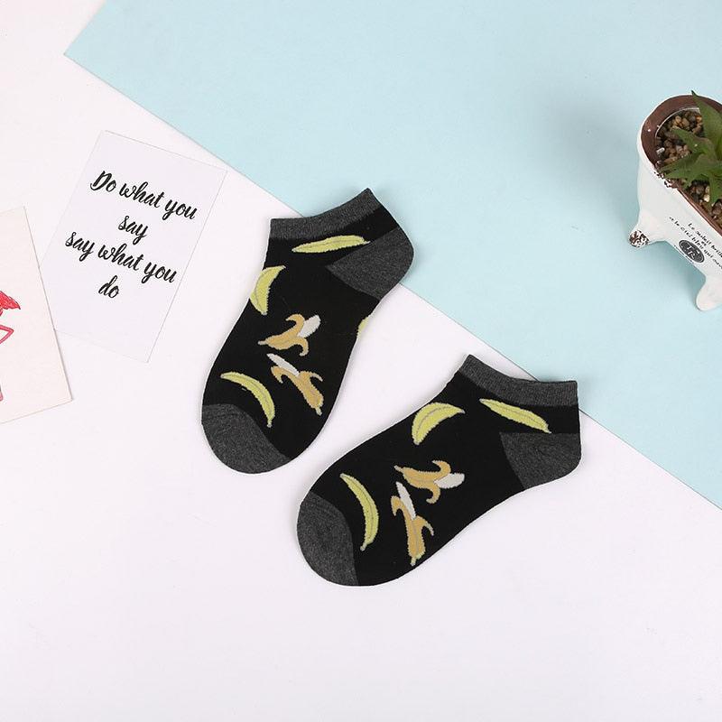 5 Pairs Fun Animal & Food Pattern Ankle Socks for All Seasons