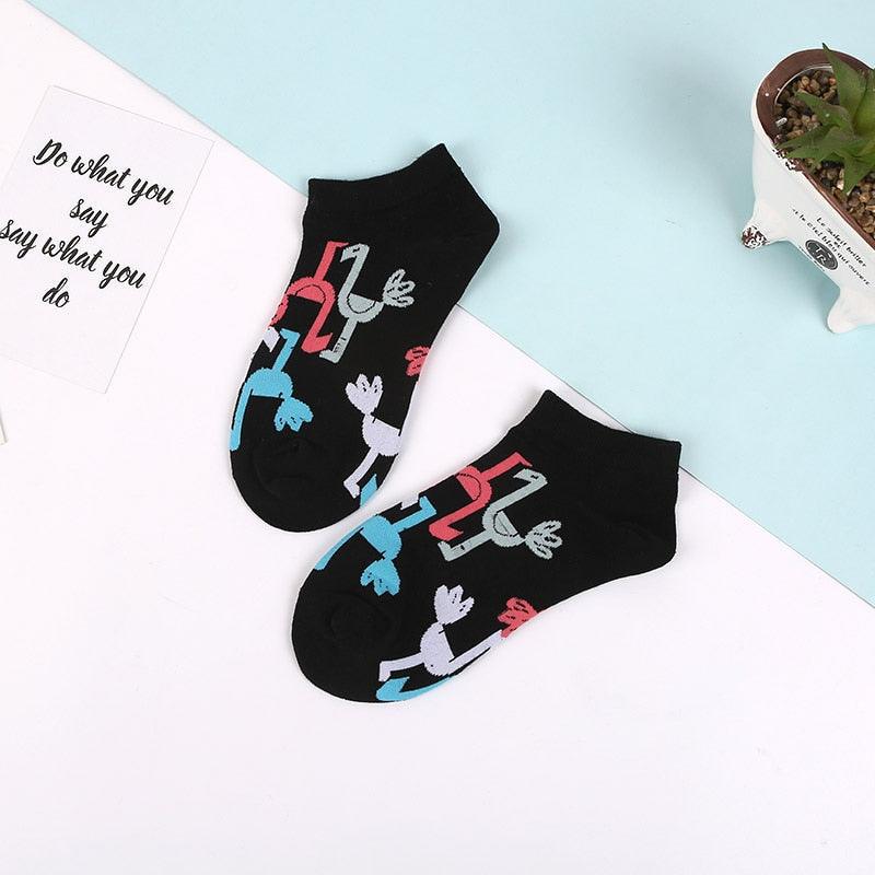5 Pairs Fun Animal & Food Pattern Ankle Socks for All Seasons