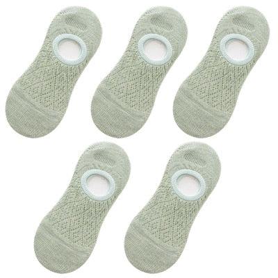 5 Pares de Calcetines Invisibles de Silicona Antideslizantes para Mujeres
