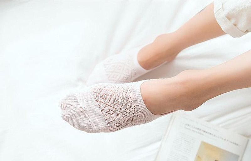 5 Pares de Calcetines Invisibles de Silicona Antideslizantes para Mujeres