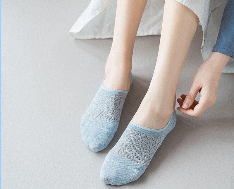 5 Pares de Calcetines Invisibles de Silicona Antideslizantes para Mujeres