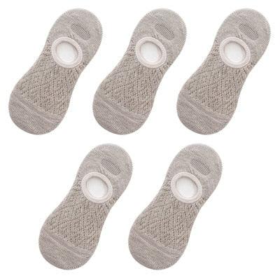 5 Pares de Calcetines Invisibles de Silicona Antideslizantes para Mujeres