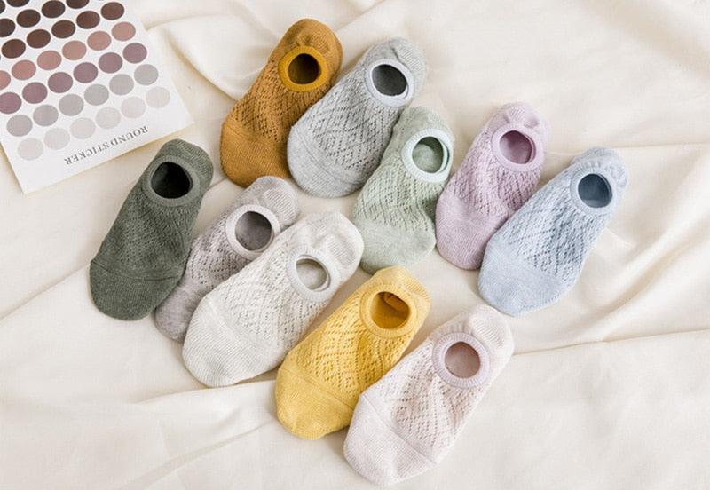 5 Pares de Calcetines Invisibles de Silicona Antideslizantes para Mujeres