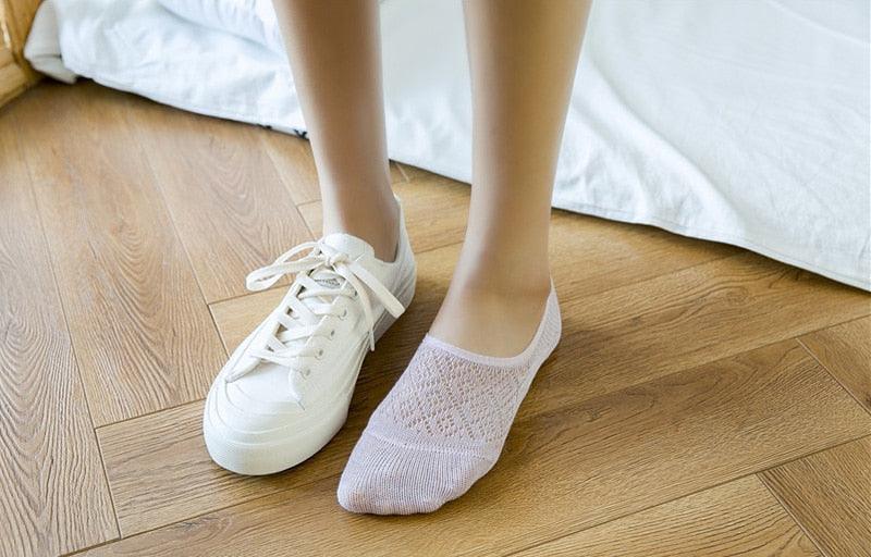 5 Pares de Calcetines Invisibles de Silicona Antideslizantes para Mujeres