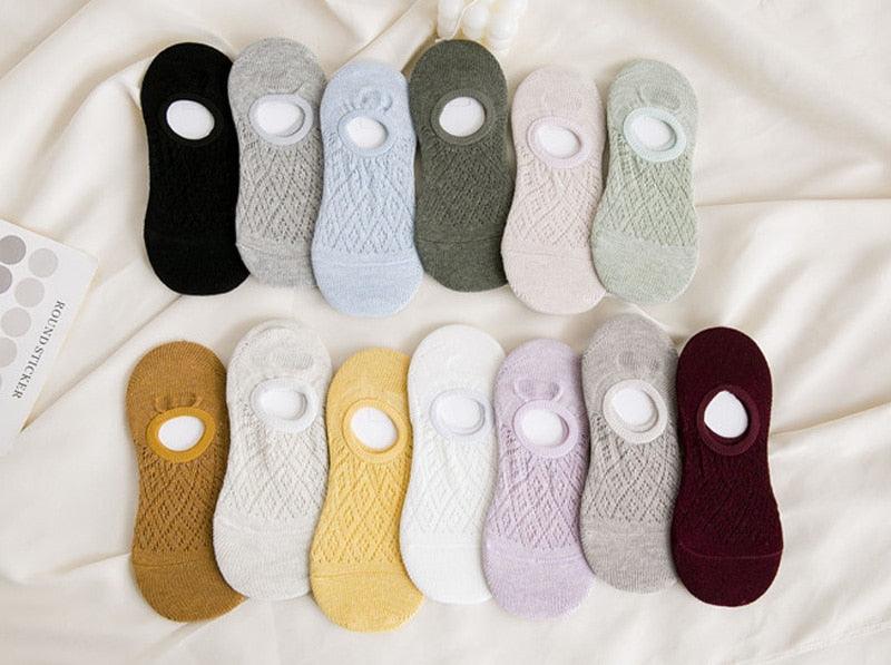5 Pares de Calcetines Invisibles de Silicona Antideslizantes para Mujeres
