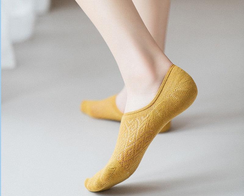 5 Pares de Calcetines Invisibles de Silicona Antideslizantes para Mujeres