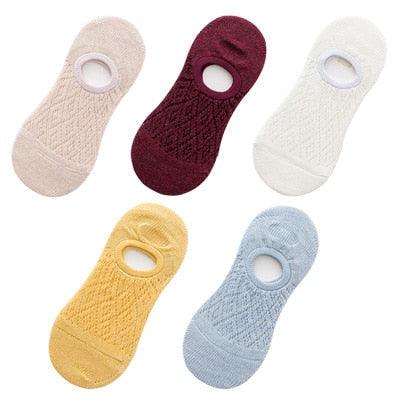 5 Pares de Calcetines Invisibles de Silicona Antideslizantes para Mujeres