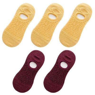 5 Pares de Calcetines Invisibles de Silicona Antideslizantes para Mujeres