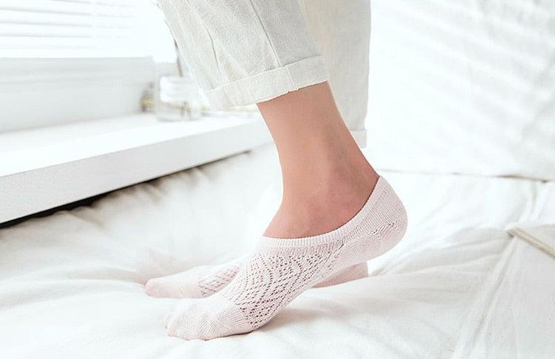 5 Pares de Calcetines Invisibles de Silicona Antideslizantes para Mujeres