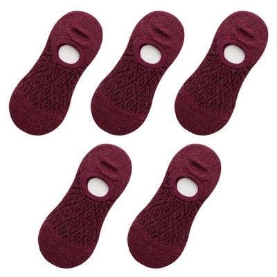 5 Pares de Calcetines Invisibles de Silicona Antideslizantes para Mujeres