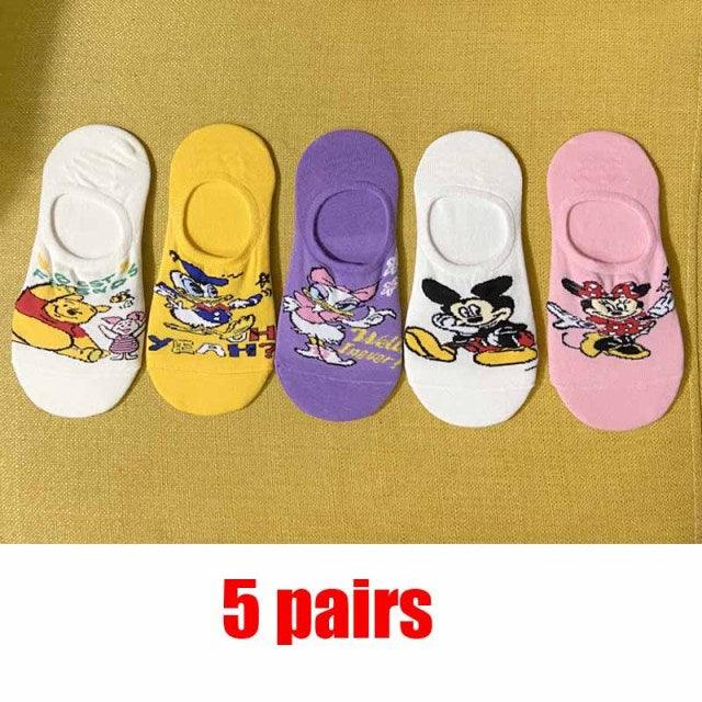 5 Pairs Cute Cartoon Animal Ankle Socks for Women
