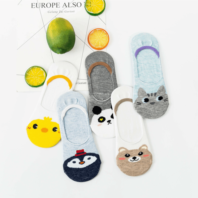 Ensemble de 5 Paires de Chaussettes Animaux Harajuku pour Femmes