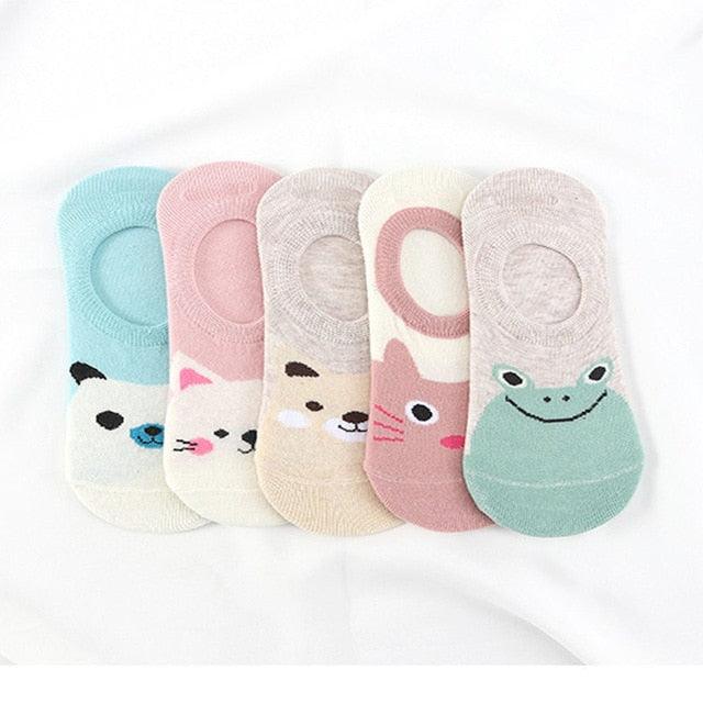 Ensemble de 5 Paires de Chaussettes Animaux Harajuku pour Femmes