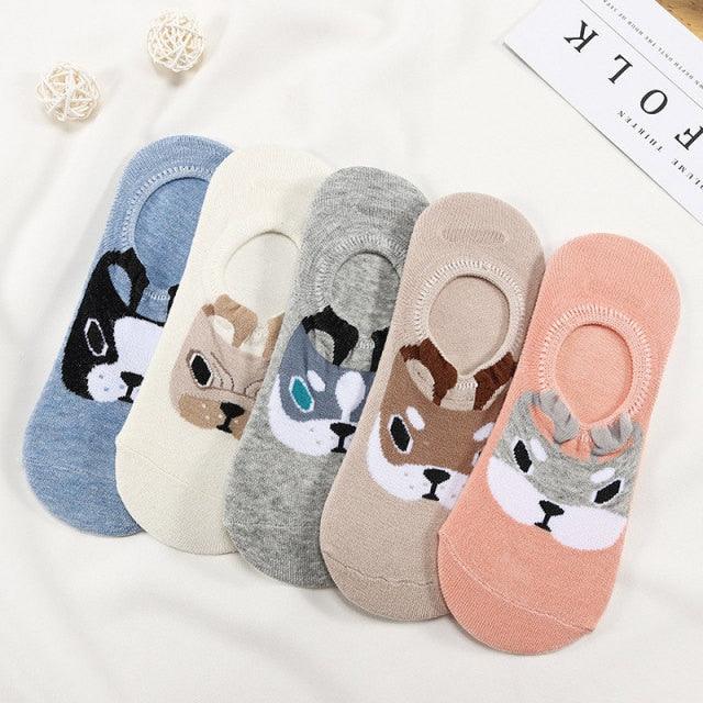 Ensemble de 5 Paires de Chaussettes Animaux Harajuku pour Femmes