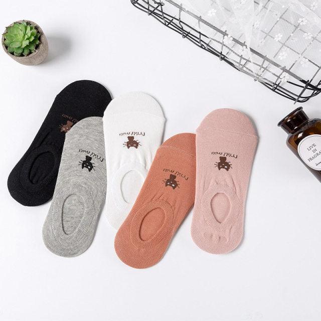 Ensemble de 5 Paires de Chaussettes Animaux Harajuku pour Femmes