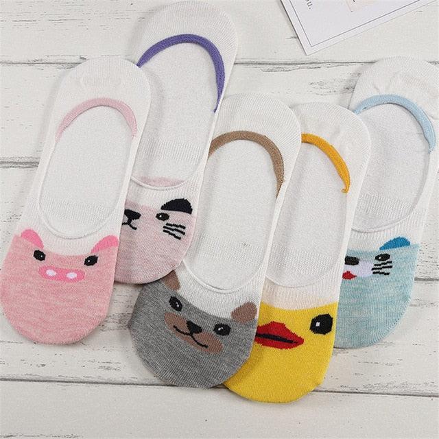 Ensemble de 5 Paires de Chaussettes Animaux Harajuku pour Femmes