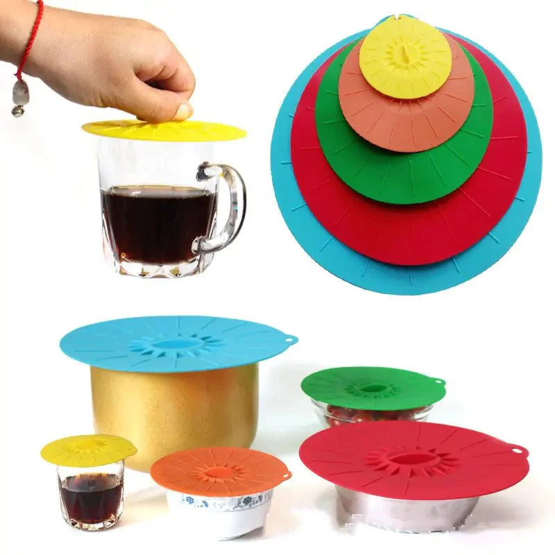 Juego de 5 tapas de silicona para tazones de microondas