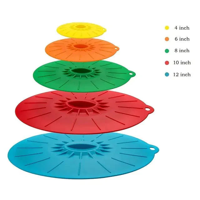 Juego de 5 tapas de silicona para tazones de microondas