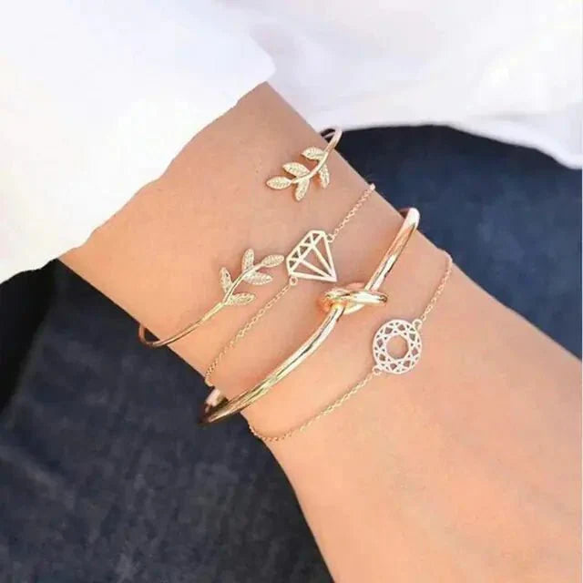Conjunto de Pulseras de Encanto de Luna y Concha Bohemia de 5 Piezas