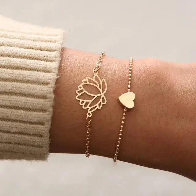 Conjunto de Pulseras de Encanto de Luna y Concha Bohemia de 5 Piezas