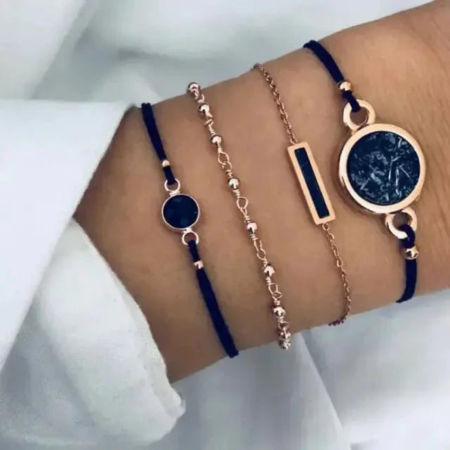 Conjunto de Pulseras de Encanto de Luna y Concha Bohemia de 5 Piezas