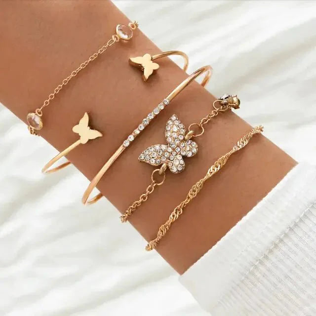 Conjunto de Pulseras de Encanto de Luna y Concha Bohemia de 5 Piezas